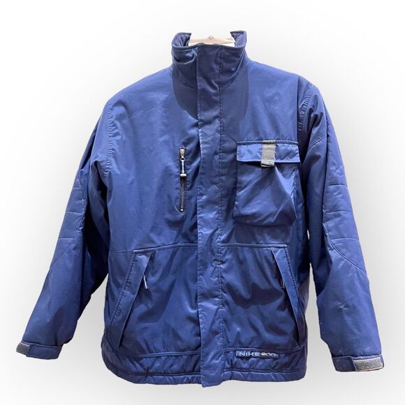 Nike Mens 00 Y2K Quilted Jacket Blue Silver Coat Global Athletic Performance Tag - Picture 1 of 14